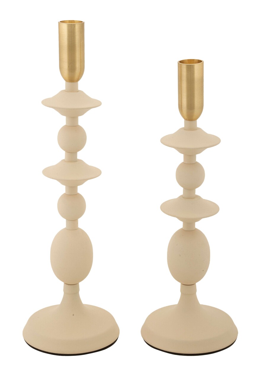 Set 2 suporturi de lumanare Gemini, Mauro Ferretti, 10x29 cm, 10x33 cm, fier, crem/auriu - imagine 6